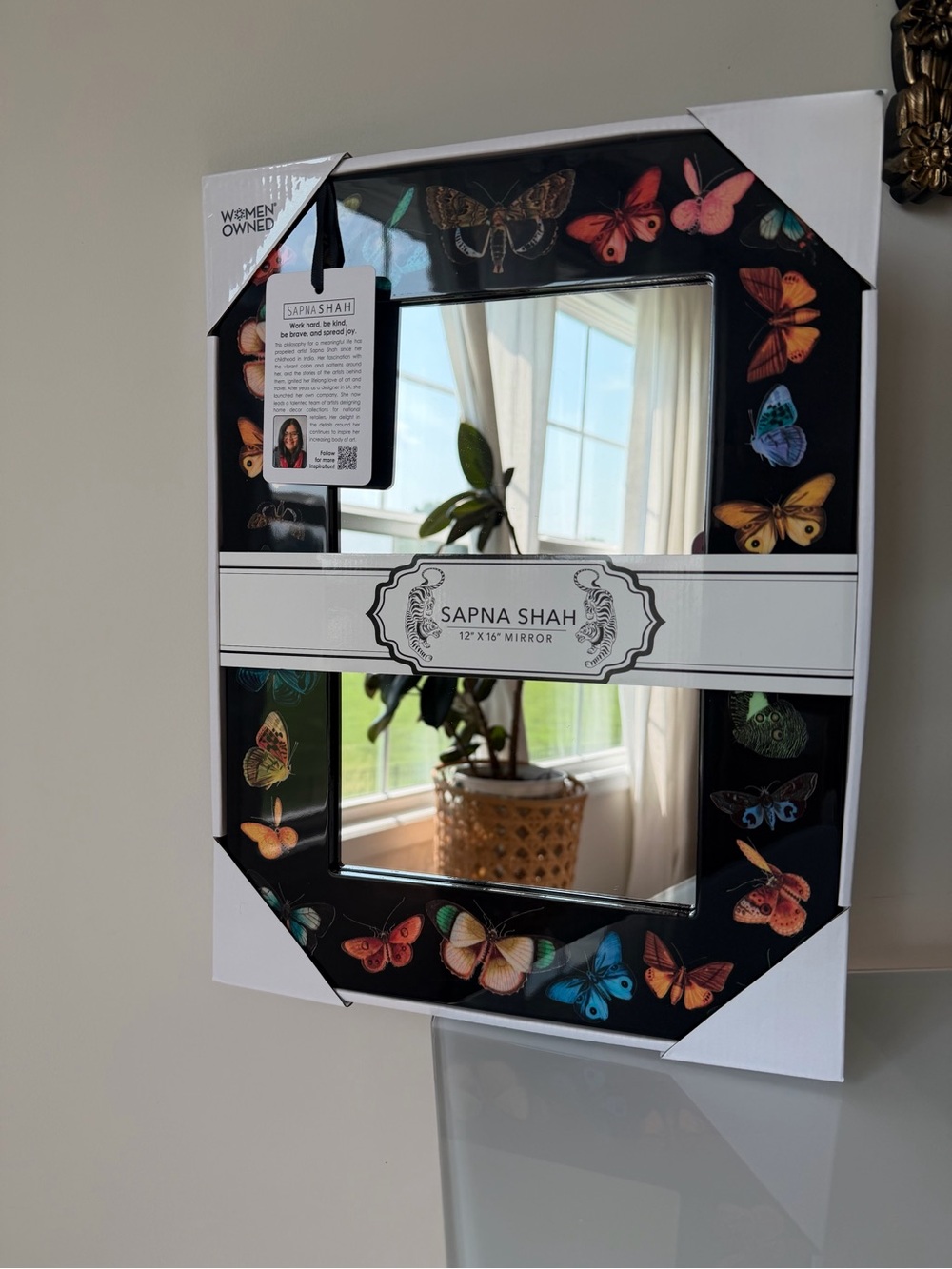 Sapna Shah Black colorful Butterfly Accent Wall mirror